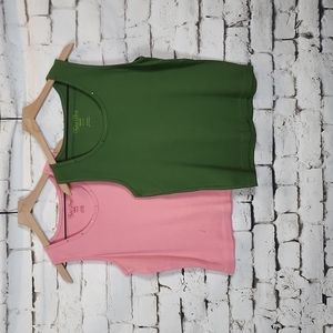 SET OF 2 Rhinestone embellished Ribbed Tank Tops